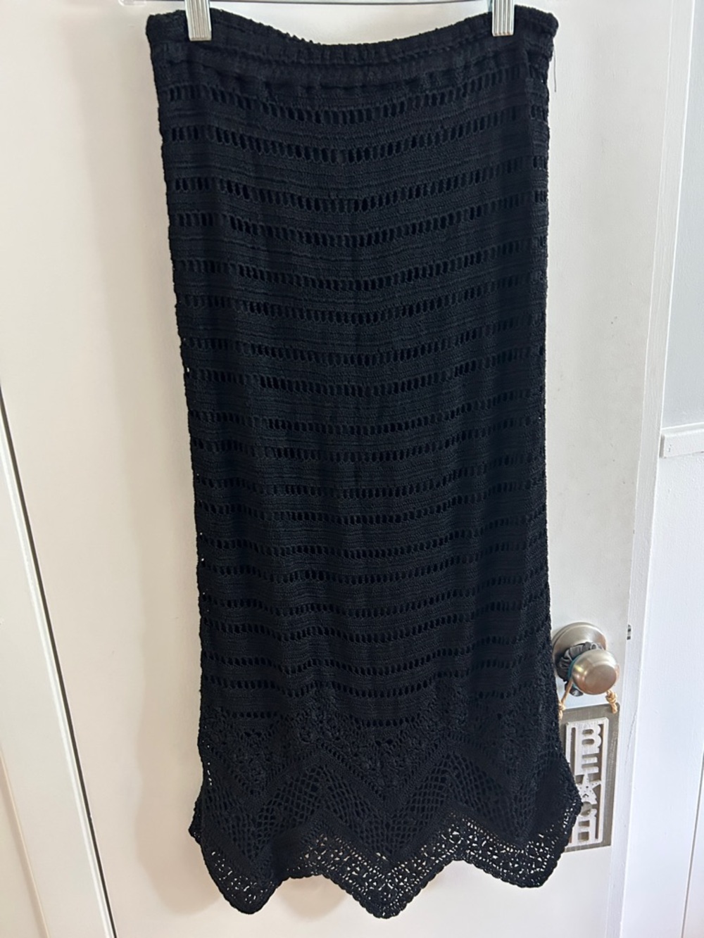Chico's Black Crochet Maxi Skirt with Scalloped Hem size 0 - Picture 2 of 4